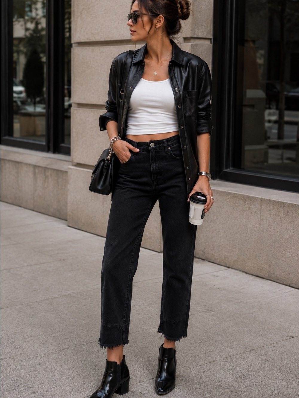 One Teaspoon Black Frayed Hem Jeans